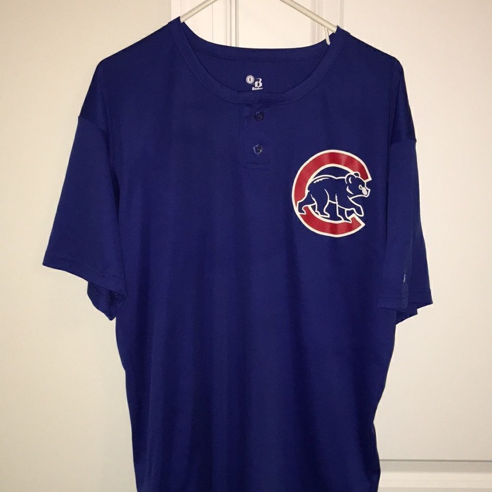 Blue Chicago Cubs Cubbies Baseball 2 button #23 mens jersey shirt L